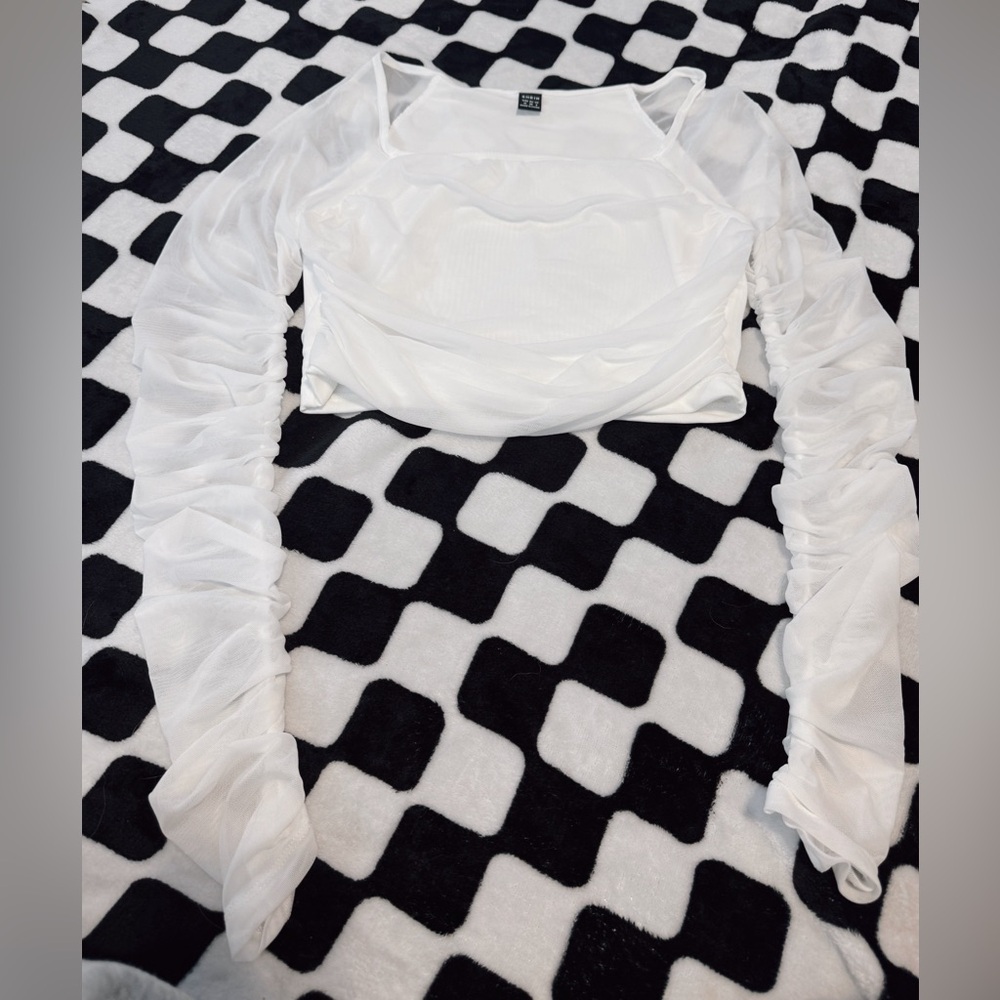 Scrunch See Through Long Sleeve Crop Top